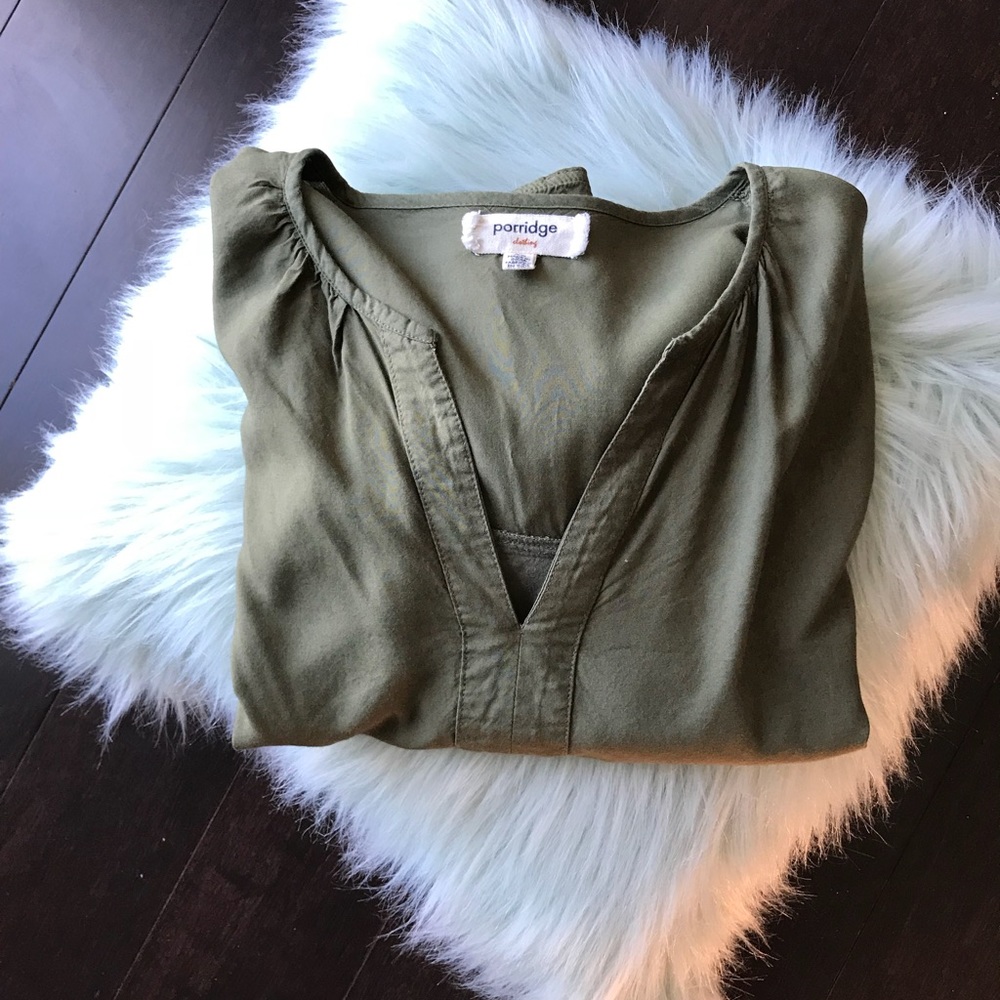 Anthro porridge army green boho top.Sz.XS.